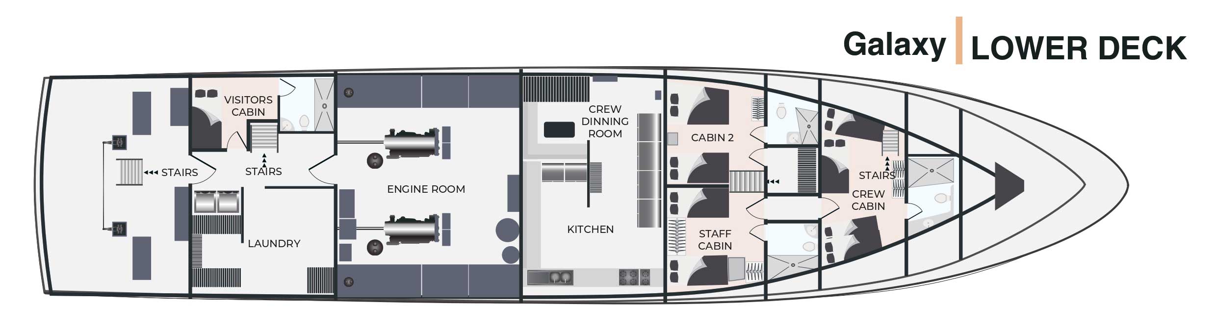 Maindeck and  Lower Deck - Galaxy Yacht